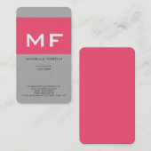 Attraktive Monogram Pink White Premium Grau Visitenkarte (Vorne/Hinten)