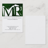 Attraktive Monogram White Green Cool Business Card Visitenkarte (Vorne/Hinten)