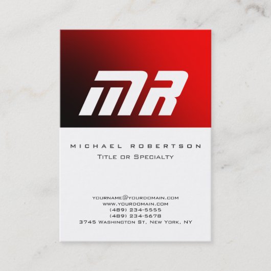 Attraktive Monogram White Red Cool Business Card Visitenkarte (Vorderseite)