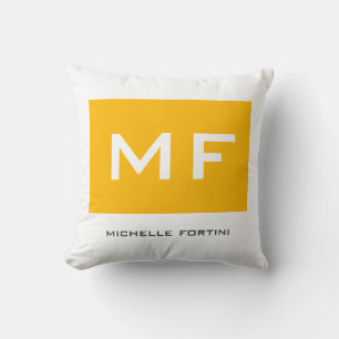 Attraktive Monogramm gelb Weiß Ihr Name Kissen