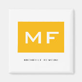 Attraktive Monogramm gelb Weiß Ihr Name Magnet (Vorne)