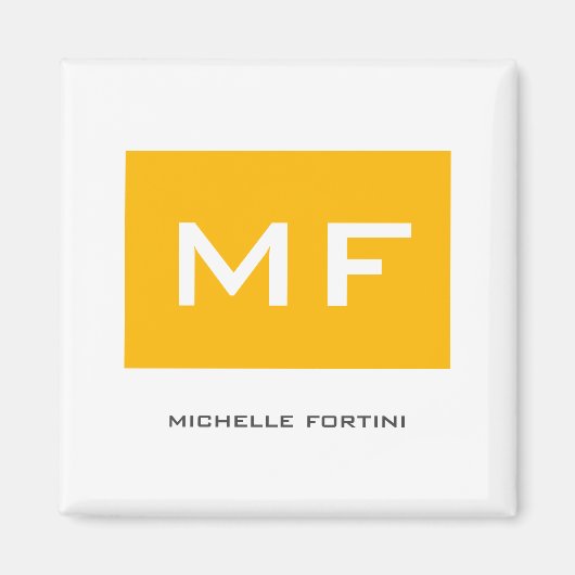 Attraktive Monogramm gelb Weiß Ihr Name Magnet (Vorne)