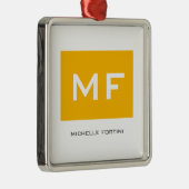 Attraktive Monogramm gelb Weiß Ihr Name Ornament Aus Metall (Rechts)