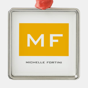 Attraktive Monogramm gelb Weiß Ihr Name Ornament Aus Metall