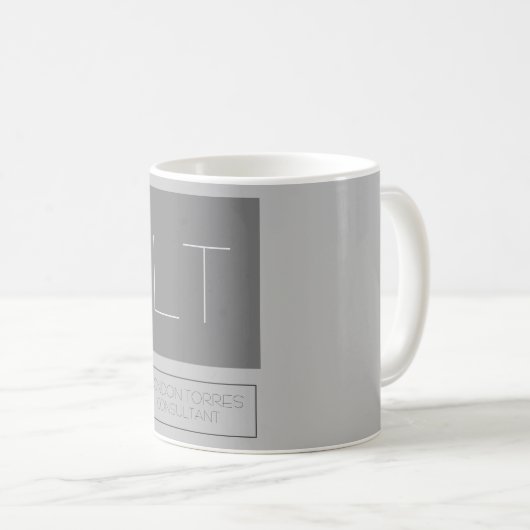 Attraktive Monogramm Grau Schlicht Chic Kaffeetasse (VorderseiteRechts)