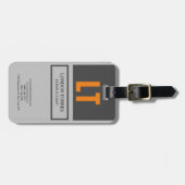 Attraktive Monogramm Grau Schlicht Gepäckanhänger (Vorderseite horizontal)