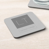 Attraktive Monogramm Grau Schlicht Getränkeuntersetzer (Linke Seite)