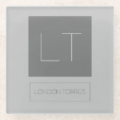 Attraktive Monogramm Grau Schlicht Glasuntersetzer (Vorderseite)