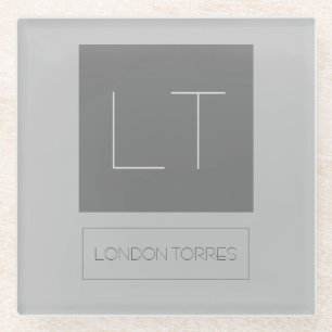 Attraktive Monogramm Grau Schlicht Glasuntersetzer