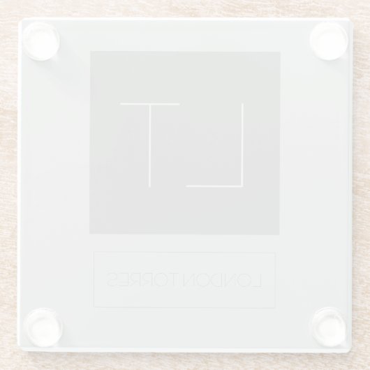 Attraktive Monogramm Grau Schlicht Glasuntersetzer (Rückseite)
