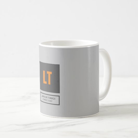 Attraktive Monogramm Grau Schlicht Kaffeetasse (VorderseiteRechts)