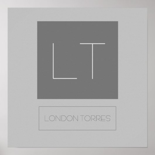 Attraktive Monogramm Grau Schlicht Poster (Vorne)