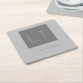 Attraktive Monogramm Grau Schlicht Rechteckiger Pappuntersetzer (angewinkelt)