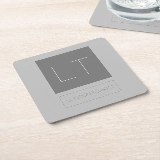 Attraktive Monogramm Grau Schlicht Rechteckiger Pappuntersetzer (angewinkelt)