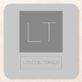 Attraktive Monogramm Grau Schlicht Rechteckiger Pappuntersetzer (Vorderseite)