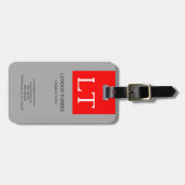 Attraktive Monogramm Grau-Weiß Schlicht Gepäckanhänger (Vorderseite horizontal)