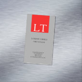 Attraktive Monogramm Grau-Weiß Schlicht Magnetische Visitenkarte (Beispiel)