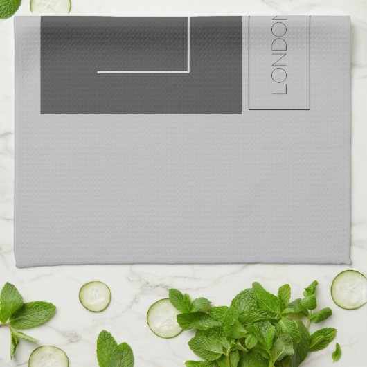 Attraktive Monogramm Graue Schlichte Bezeichnung Geschirrtuch (Gefaltet)