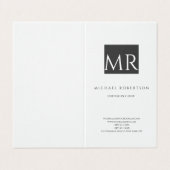 Attraktive Monogramm Schwarz-weiß modern Visitenkarten (Außenseite Aufgefaltet)