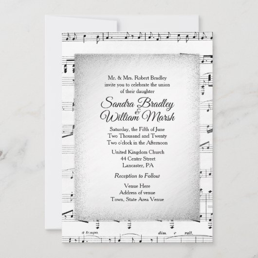 Attraktive Notenhochzeit Thema Einladung (Vorderseite)