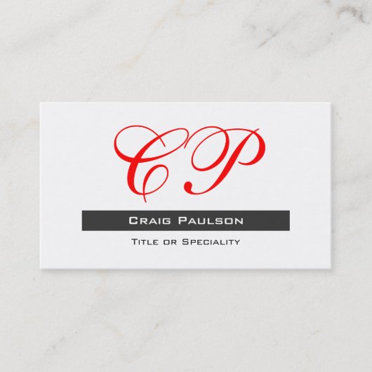 Attraktive Red Schwarz-weiß Monogram Business Card Visitenkarte (Vorderseite)