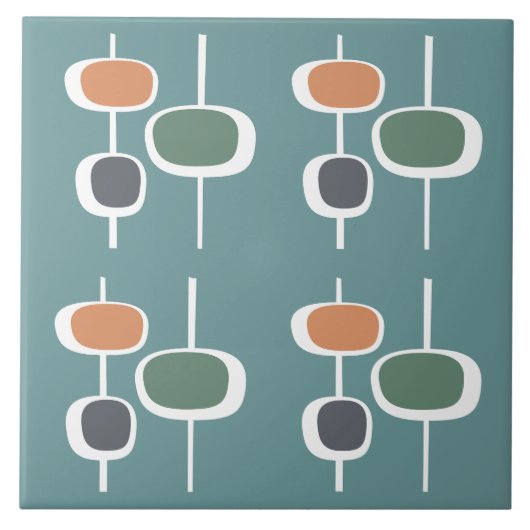 Attraktive Retro-60er niedliches Muster blau Fliese (Vorderseite)