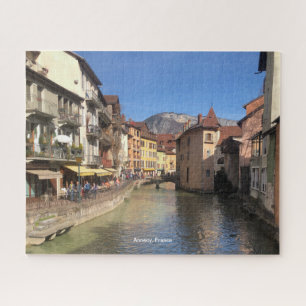 Attraktive Sicht auf den Fluss Annecy, Frankreich Puzzle