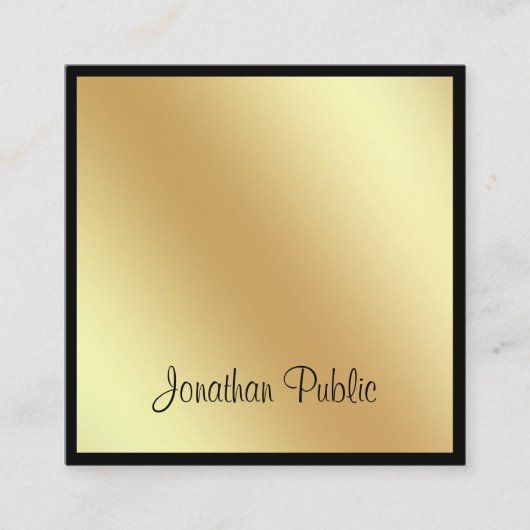 Attraktive Square Script Glamour Black Gold Schlic Quadratische Visitenkarte (Vorderseite)