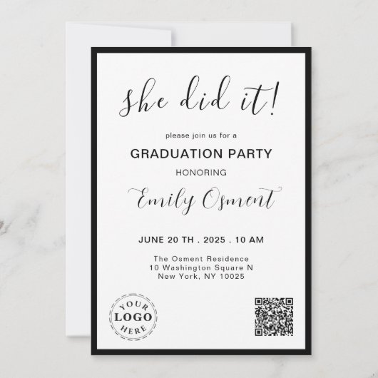 Attraktive, stilvolle Abschluss-Einladungs-Vorlage Einladung (Rückseite)