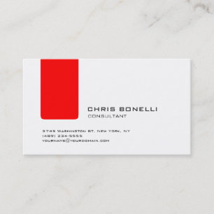 Attraktive White Red Stripe Trendy Business Card Visitenkarte