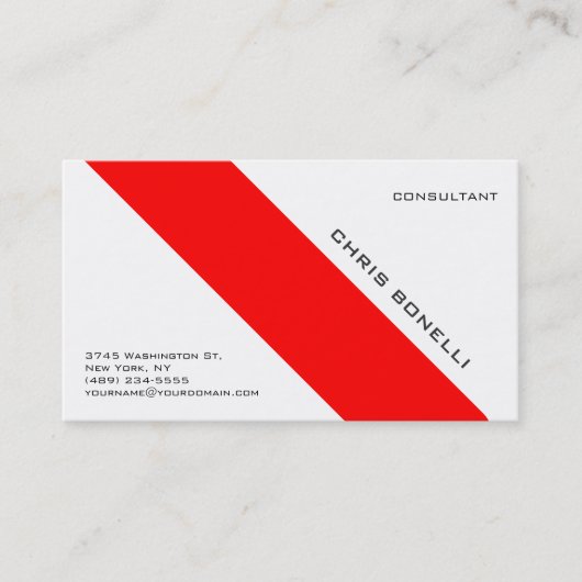 Attraktive White Red Trendy Business Card Visitenkarte (Vorderseite)