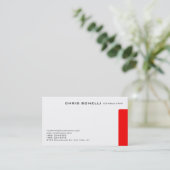 Attraktive White Red Trendy Chic Business Card Visitenkarte (Stehend Vorderseite)