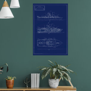 Attraktiver Bauplan des PT-Bootes PTF-17 Poster