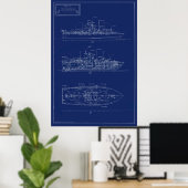 Attraktiver Bauplan des PT-Bootes PTF-17 Poster (Heimbüro)