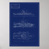 Attraktiver Bauplan des PT-Bootes PTF-17 Poster (Vorne)