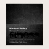 Attraktiver Black Gray Chalkboard Personal Trainer Visitenkarten (Außenseite Aufgefaltet)