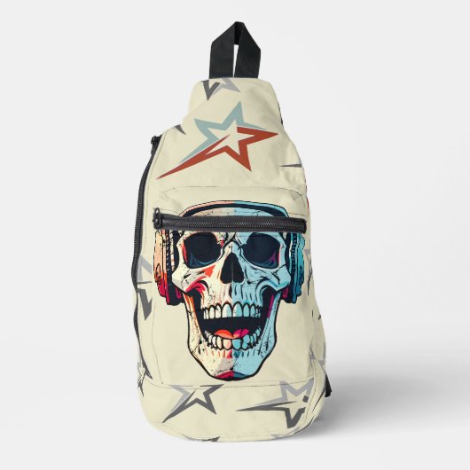 Attraktiver Gaming-Skull Beige Crossbody Bag (Vorderseite)