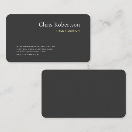 Attraktiver, grau-gelber Chic Sharp Modern Visitenkarte (Vorne/Hinten)