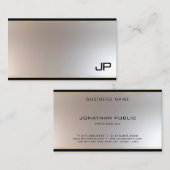 Attraktiver Monogram Glamour Gold Silver Chic Schl Visitenkarte (Vorne/Hinten)