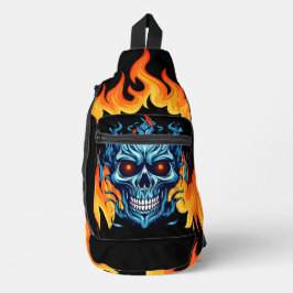 Attraktives beängstigendes Monster Blaues Feuer Crossbody Bag