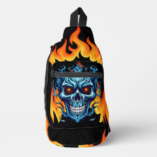Attraktives beängstigendes Monster Blaues Feuer Crossbody Bag