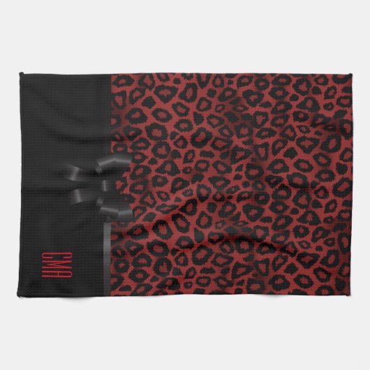 Attraktives dunkles Leopardentier | Monogramm Handtuch (Horizontal)