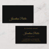 Attraktives Gold-Kalligrafie-Skript Simple Black Visitenkarte (Vorne/Hinten)