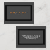 Attraktives Gray Black Stilvoll Moderne Minimalist Visitenkarte (Vorne/Hinten)