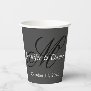 Attraktives Kalligrafie-Monogramm-Hochzeit  Pappbecher