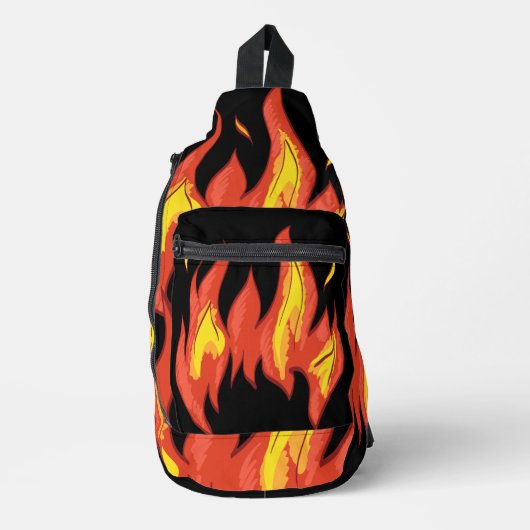 Attraktives Kontrastfeuermuster Modernes Schwarz Crossbody Bag (Vorderseite)