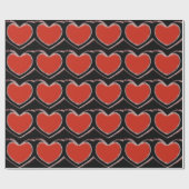 Attraktives Liebe Red Hearts Black Wrapping Paper Geschenkpapier (Flach)