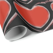Attraktives Liebe Red Hearts Black Wrapping Paper Geschenkpapier (Rolleneckpunkt)