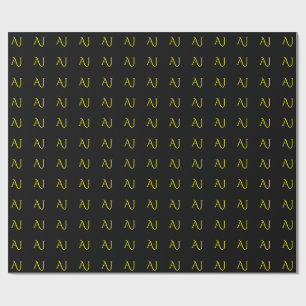 Attraktives Monogramm Gelb Schwarz Modern Minimali Geschenkpapier