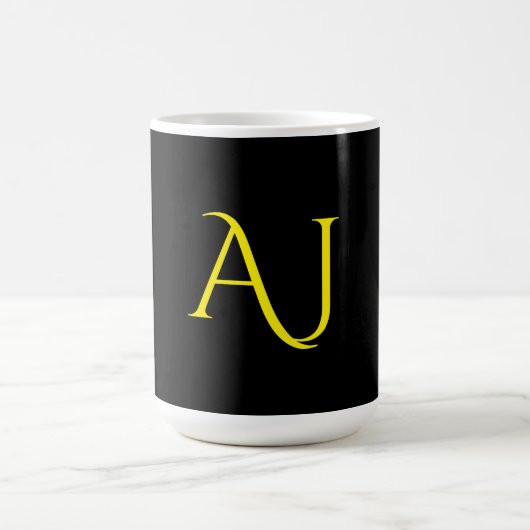 Attraktives Monogramm Gelb Schwarz Modern Minimali Kaffeetasse (Mittel)